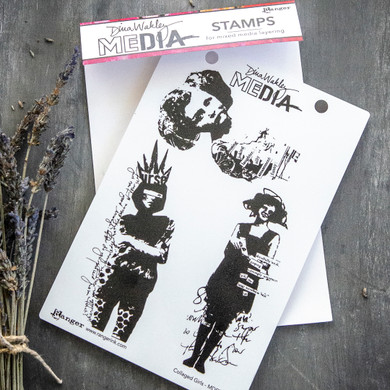Dina Wakley Media Collaged Girls Stamp Set