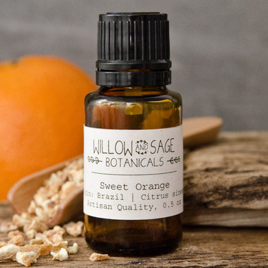 Sweet Orange Essential Oil by Willow and Sage Botanicals, 0.5 oz.